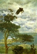 bruno liljefors havsorn med guding som byte vid boet Spain oil painting artist